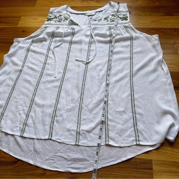 CJ Banks Green Floral Embroidered Tank Top Size 2X Boho Coastal Festival - Picture 13 of 13